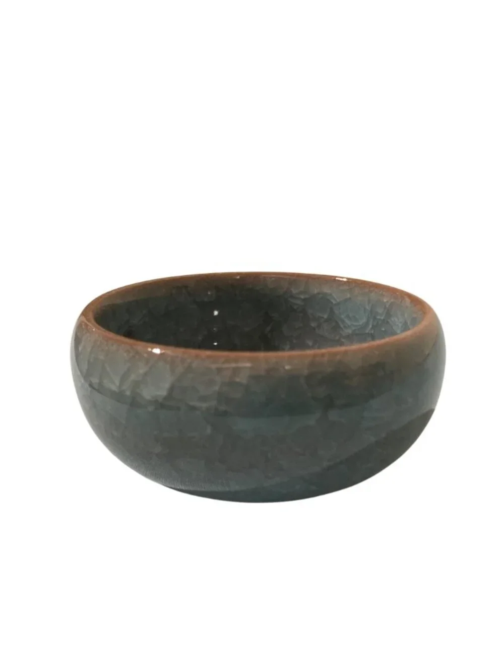 Miniature Crystalline Crackle Glaze Planter For Succulents Or Other Small Plants